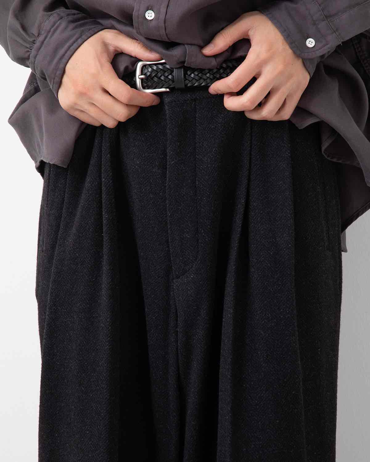 SILK CASHMERE TWEED WIDE TROUSERS