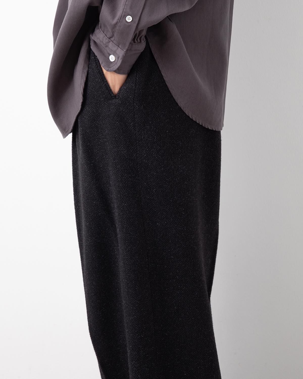 SILK CASHMERE TWEED WIDE TROUSERS