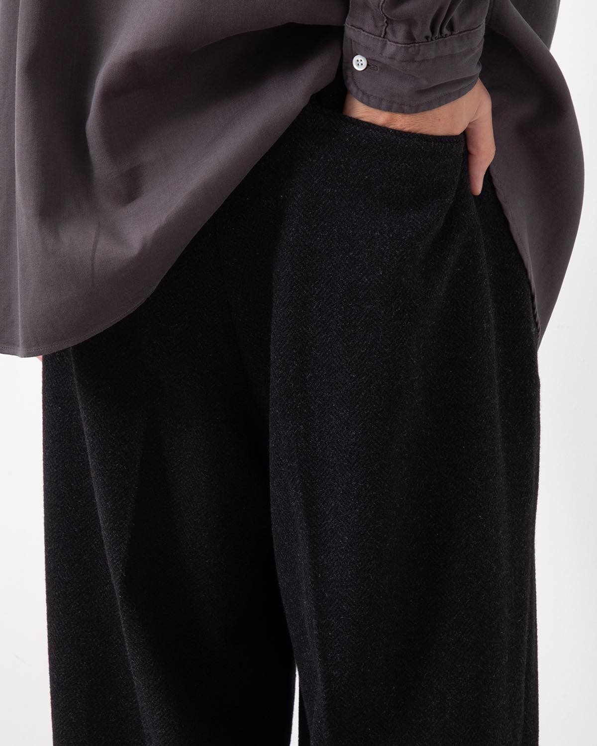 SILK CASHMERE TWEED WIDE TROUSERS