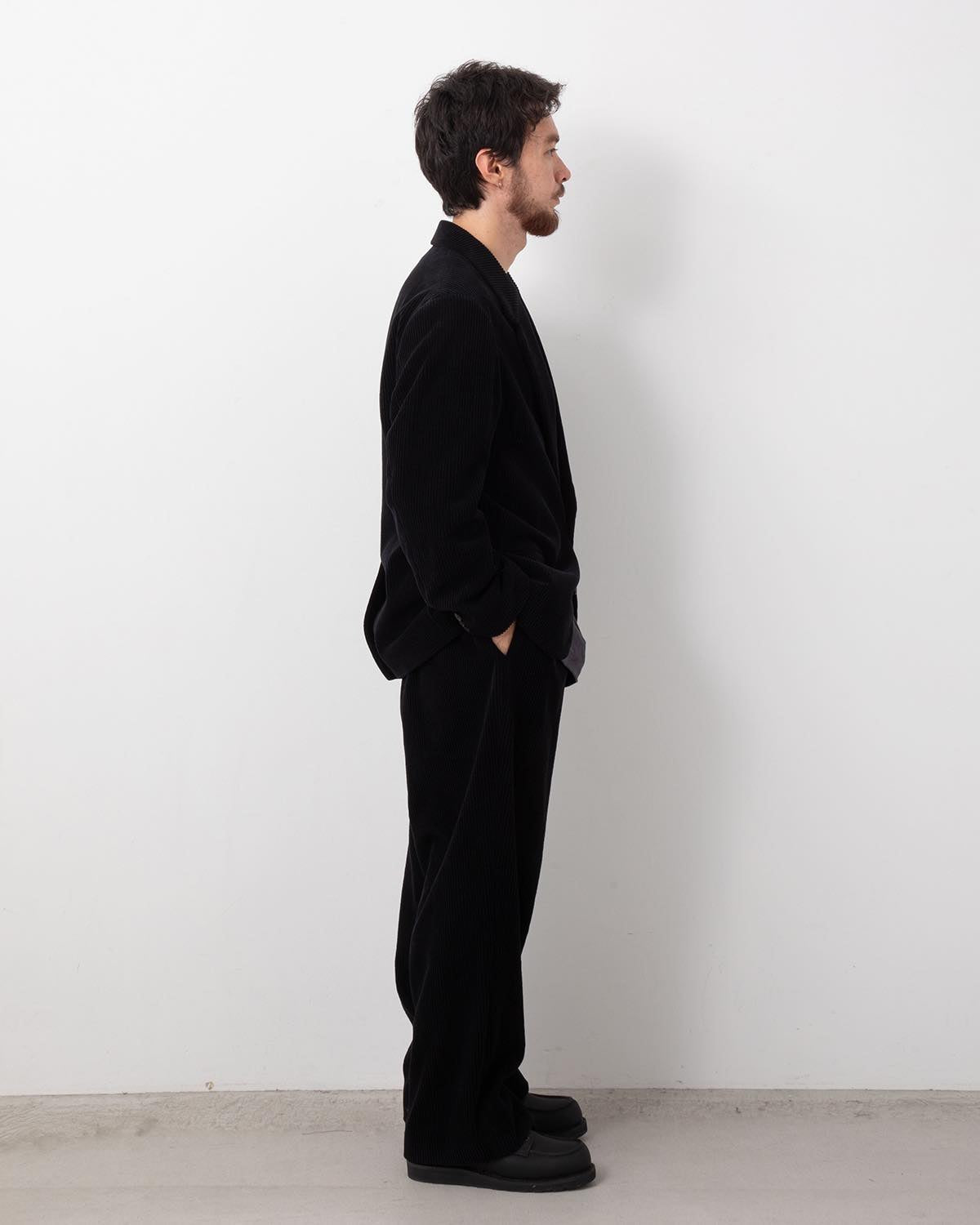 WOOL CORDUROY WIDE TAPERED TROUSERS