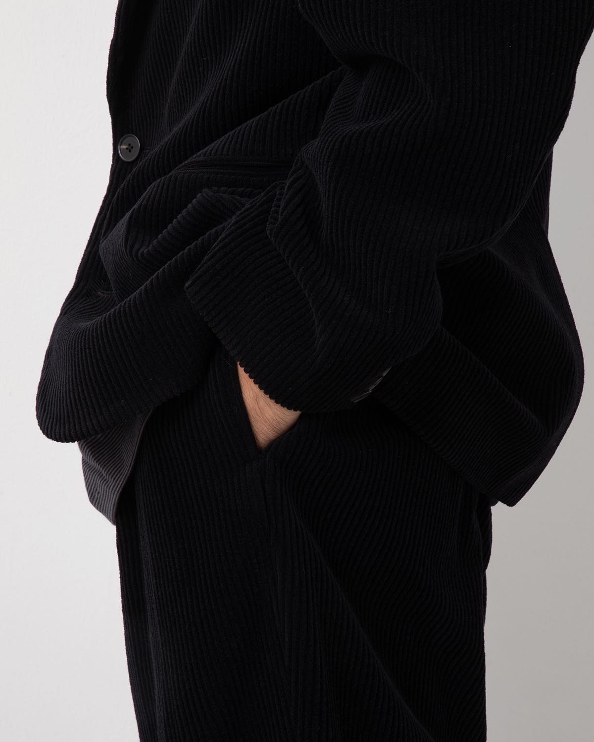 WOOL CORDUROY WIDE TAPERED TROUSERS