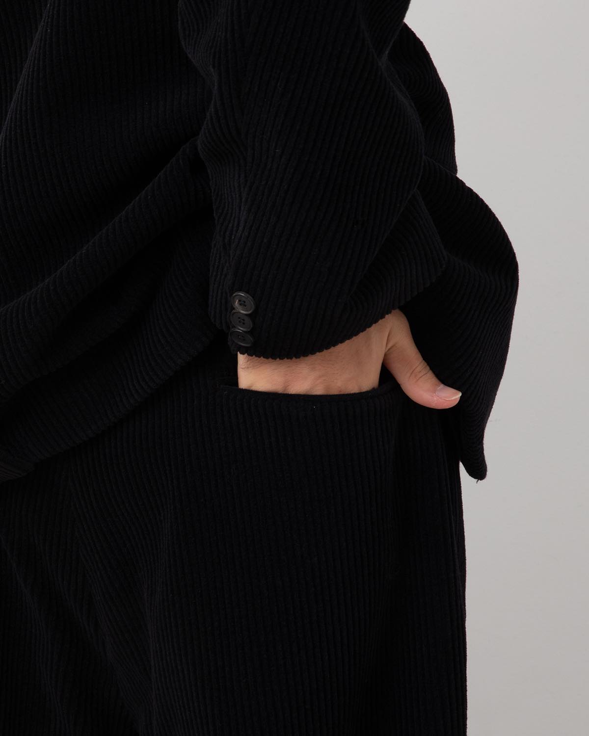 WOOL CORDUROY WIDE TAPERED TROUSERS