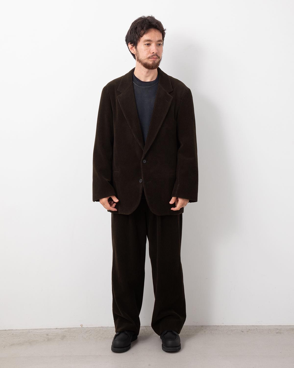 WOOL CORDUROY WIDE TAPERED TROUSERS