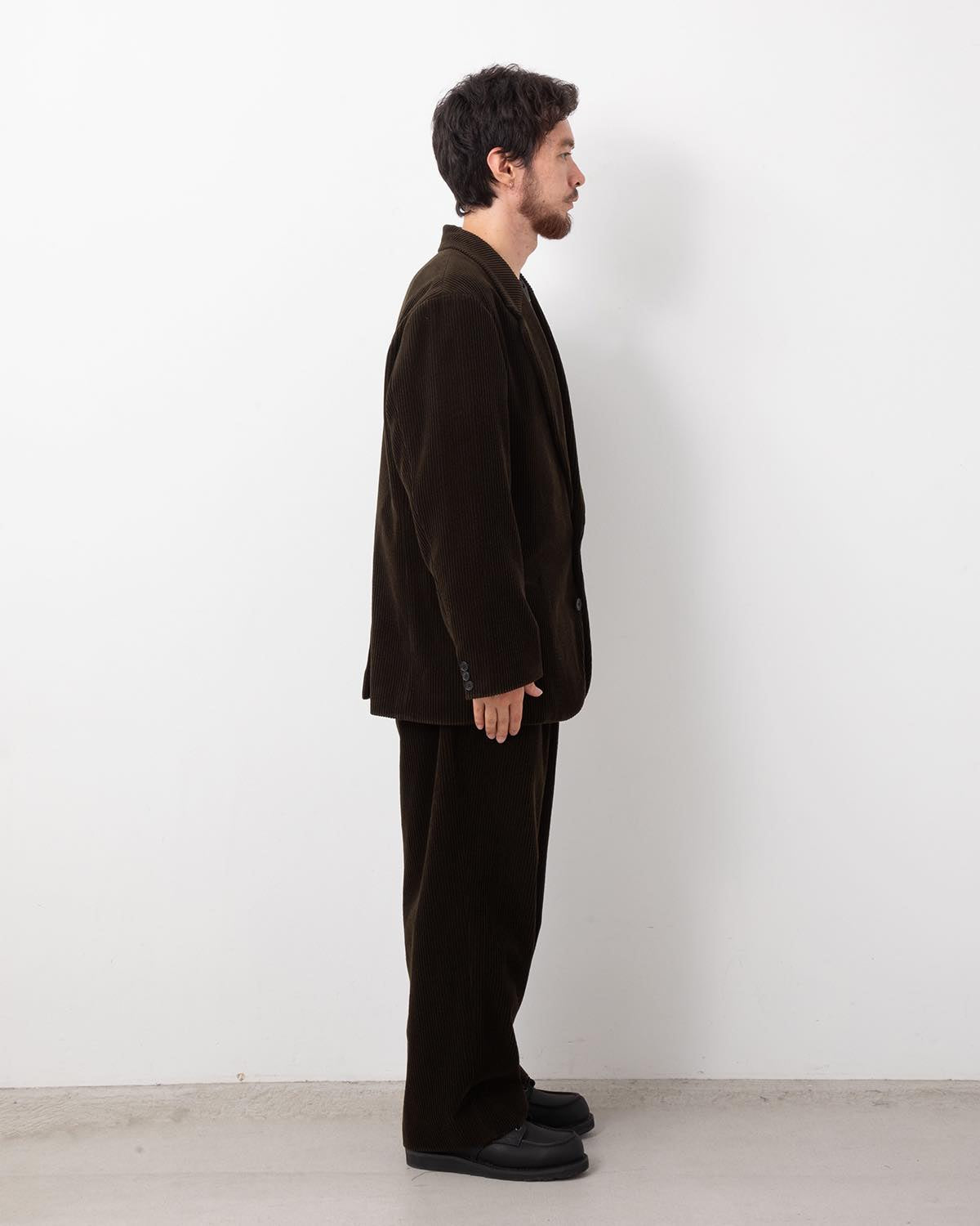 WOOL CORDUROY WIDE TAPERED TROUSERS