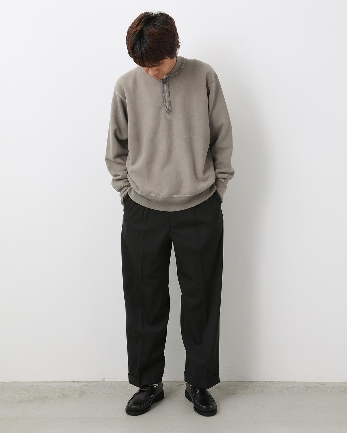 WOOL WIDE TAPERED TROUSERS