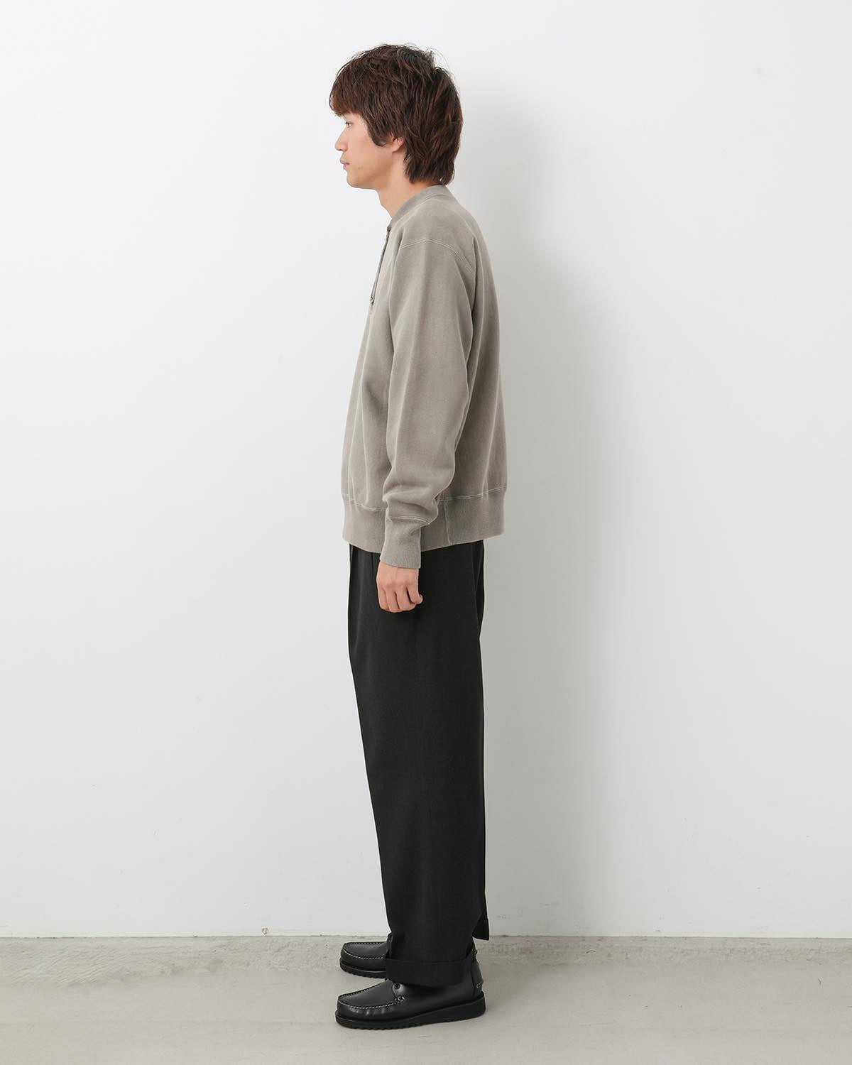 WOOL WIDE TAPERED TROUSERS