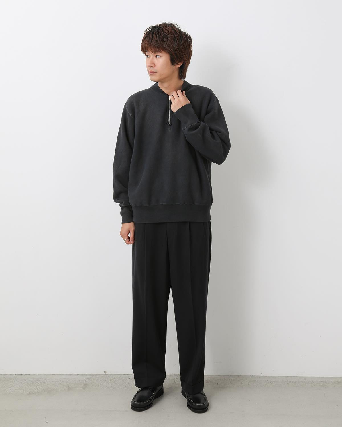 WOOL WIDE TAPERED TROUSERS