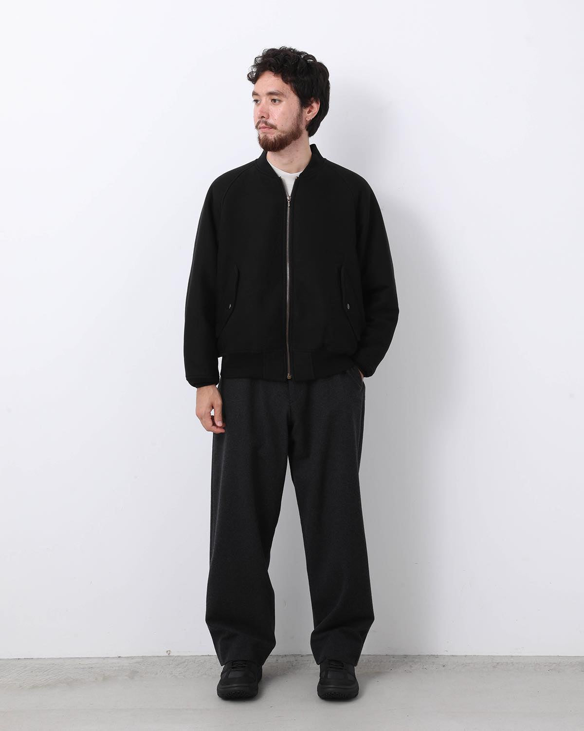 WOOL FLANNEL WIDE TROUSERS