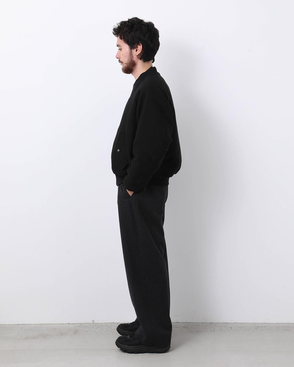 WOOL FLANNEL WIDE TROUSERS