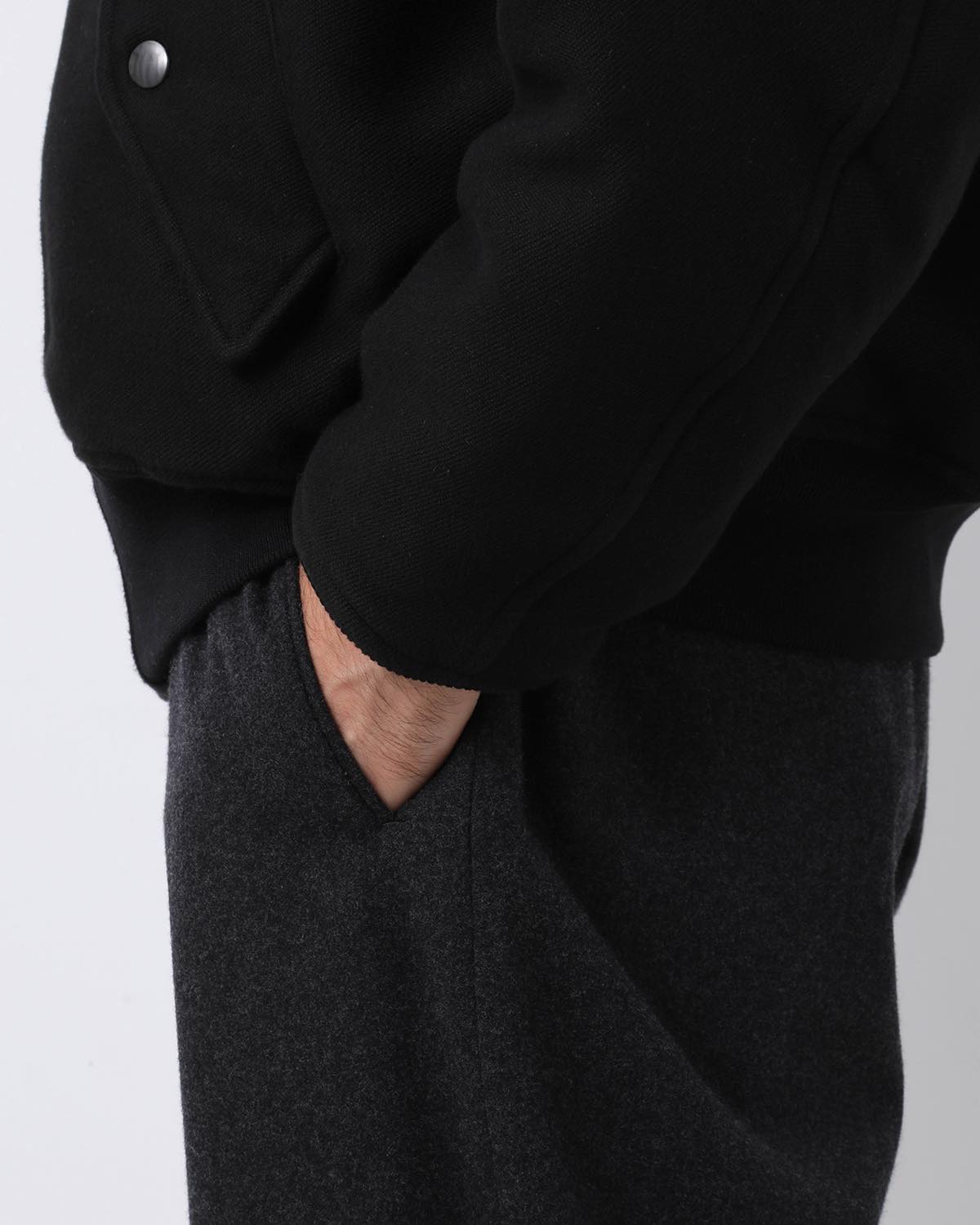 WOOL FLANNEL WIDE TROUSERS