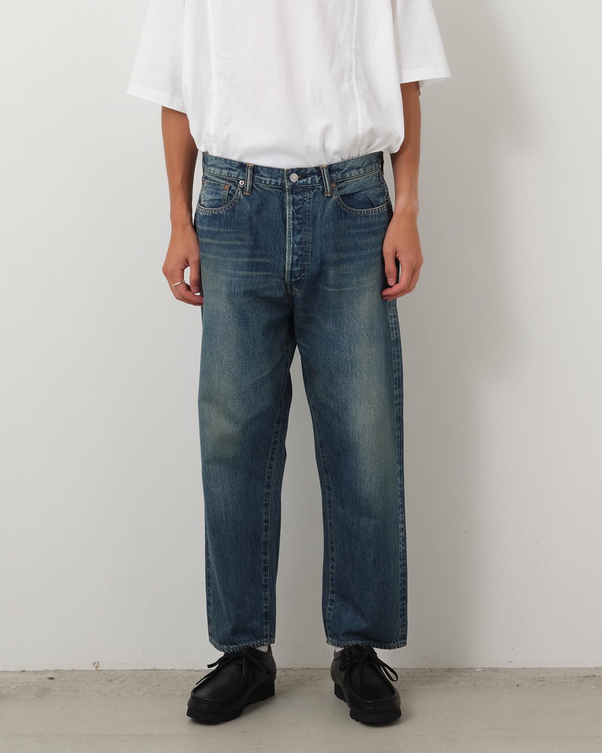 WASHED DENIM WIDE PANTS