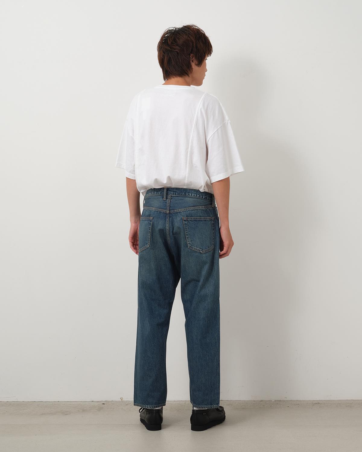 WASHED DENIM WIDE PANTS