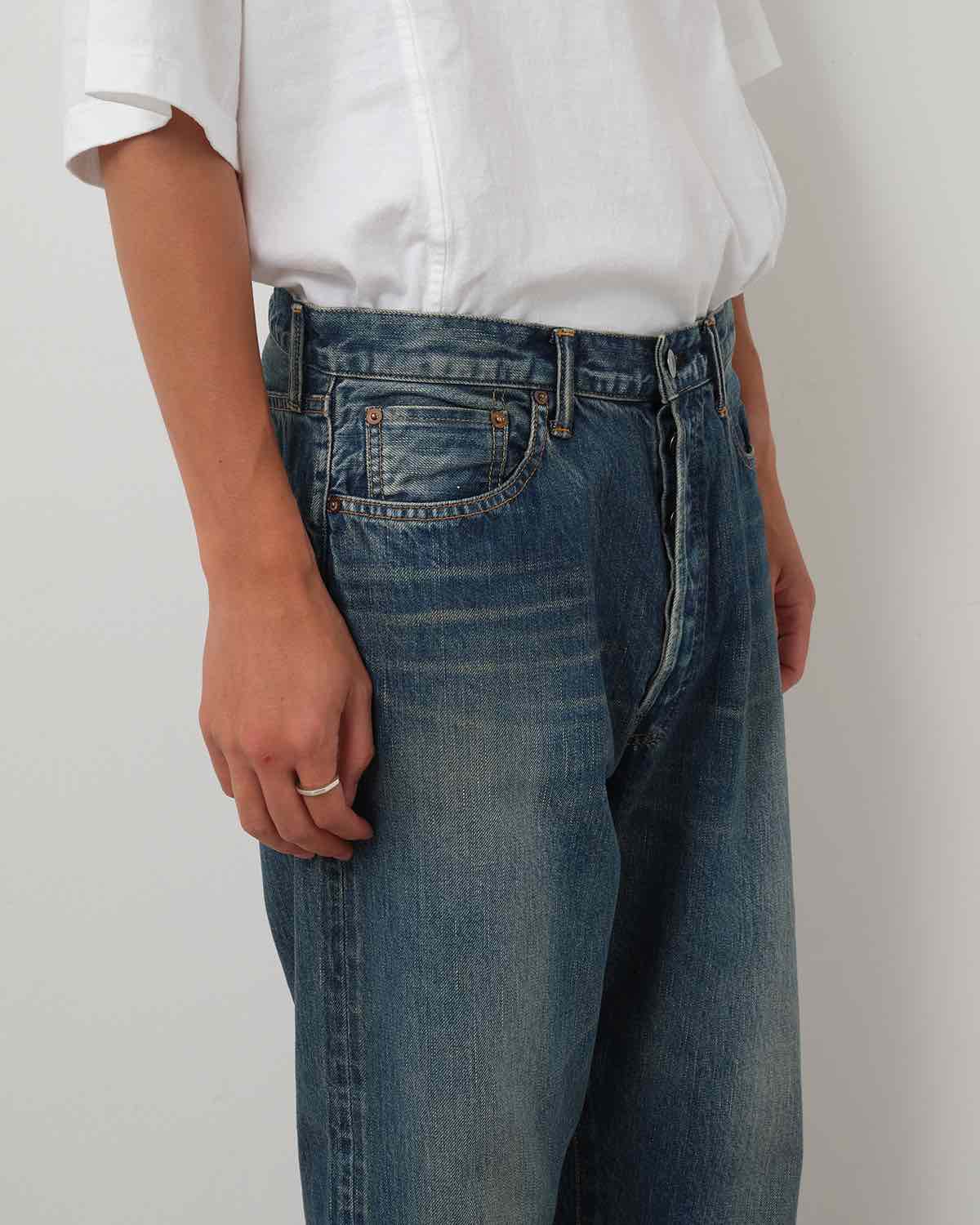 WASHED DENIM WIDE PANTS