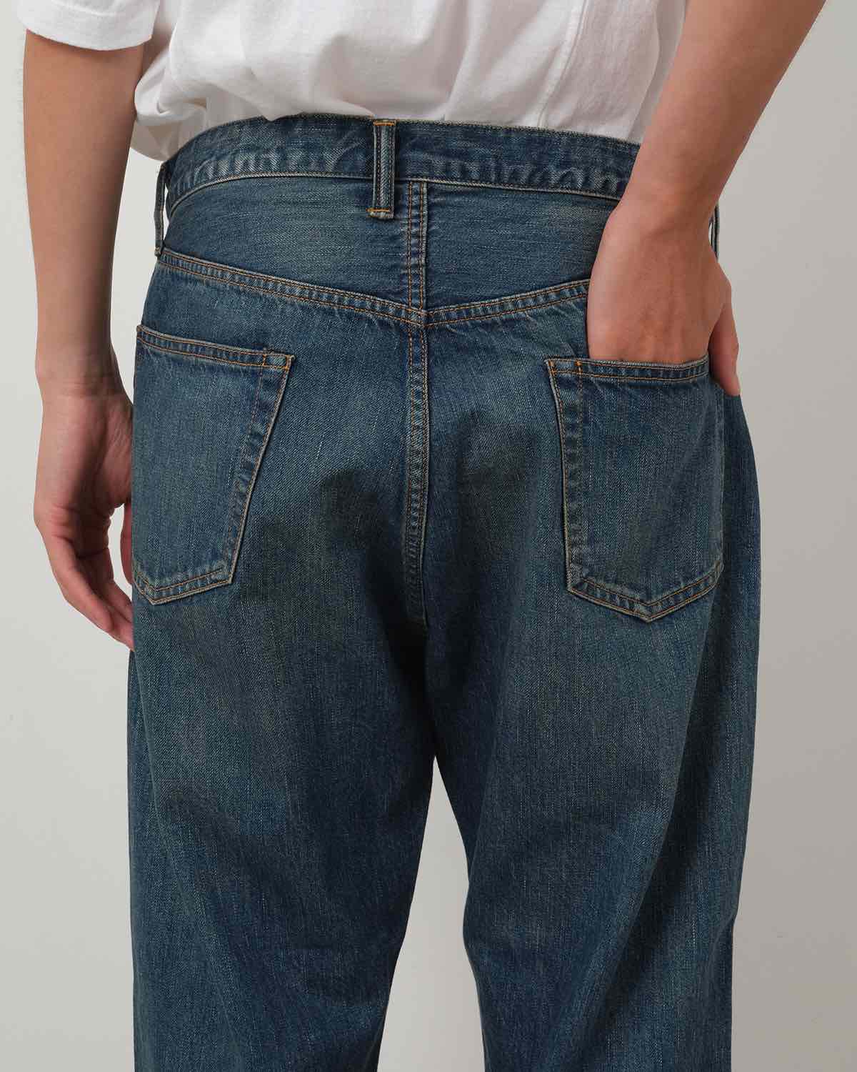 WASHED DENIM WIDE PANTS