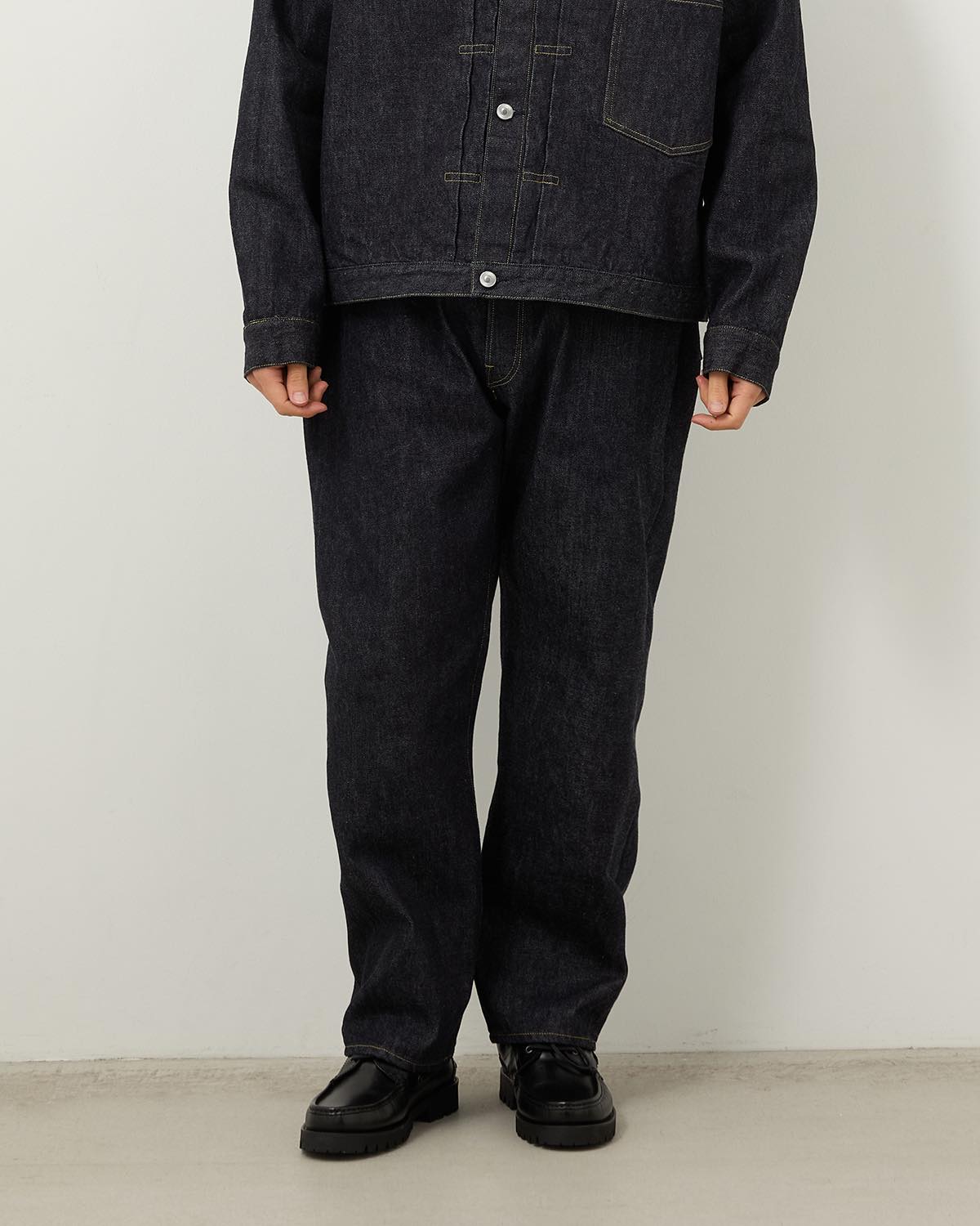 WASHED DENIM WIDE PANTS