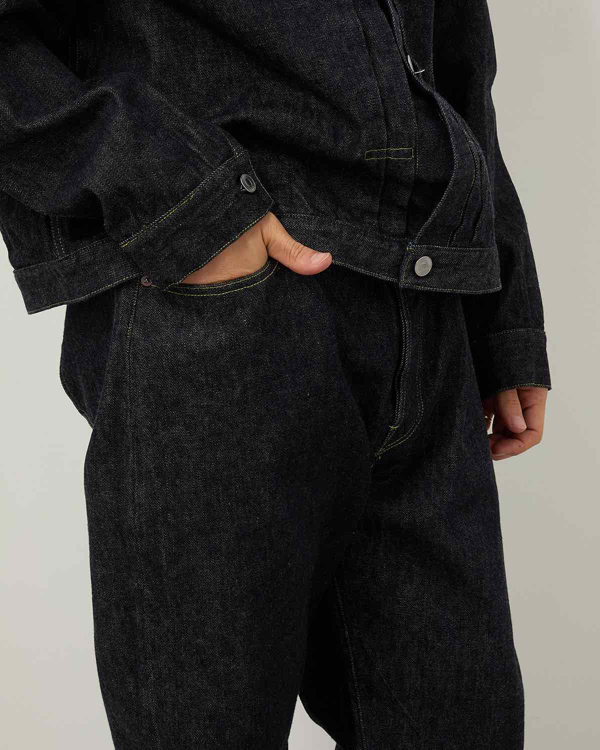 WASHED DENIM WIDE PANTS