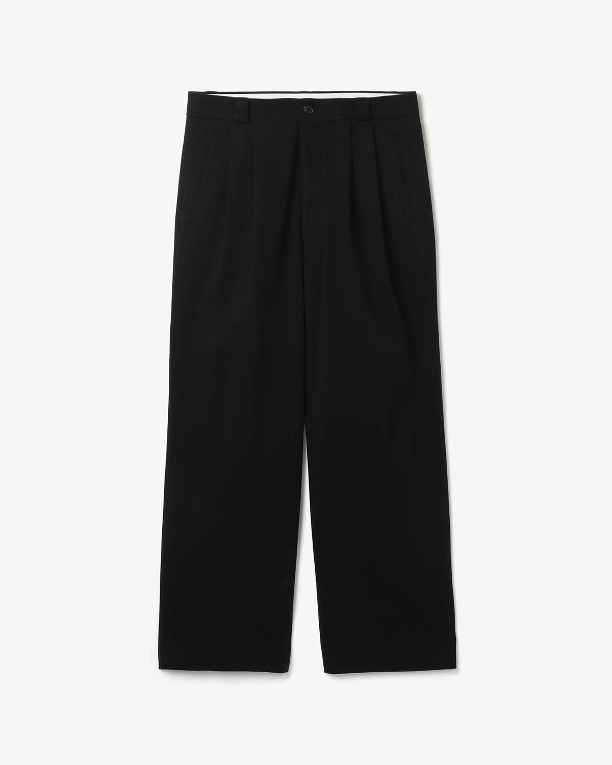COTTON SILK TWILL WIDE TROUSERS