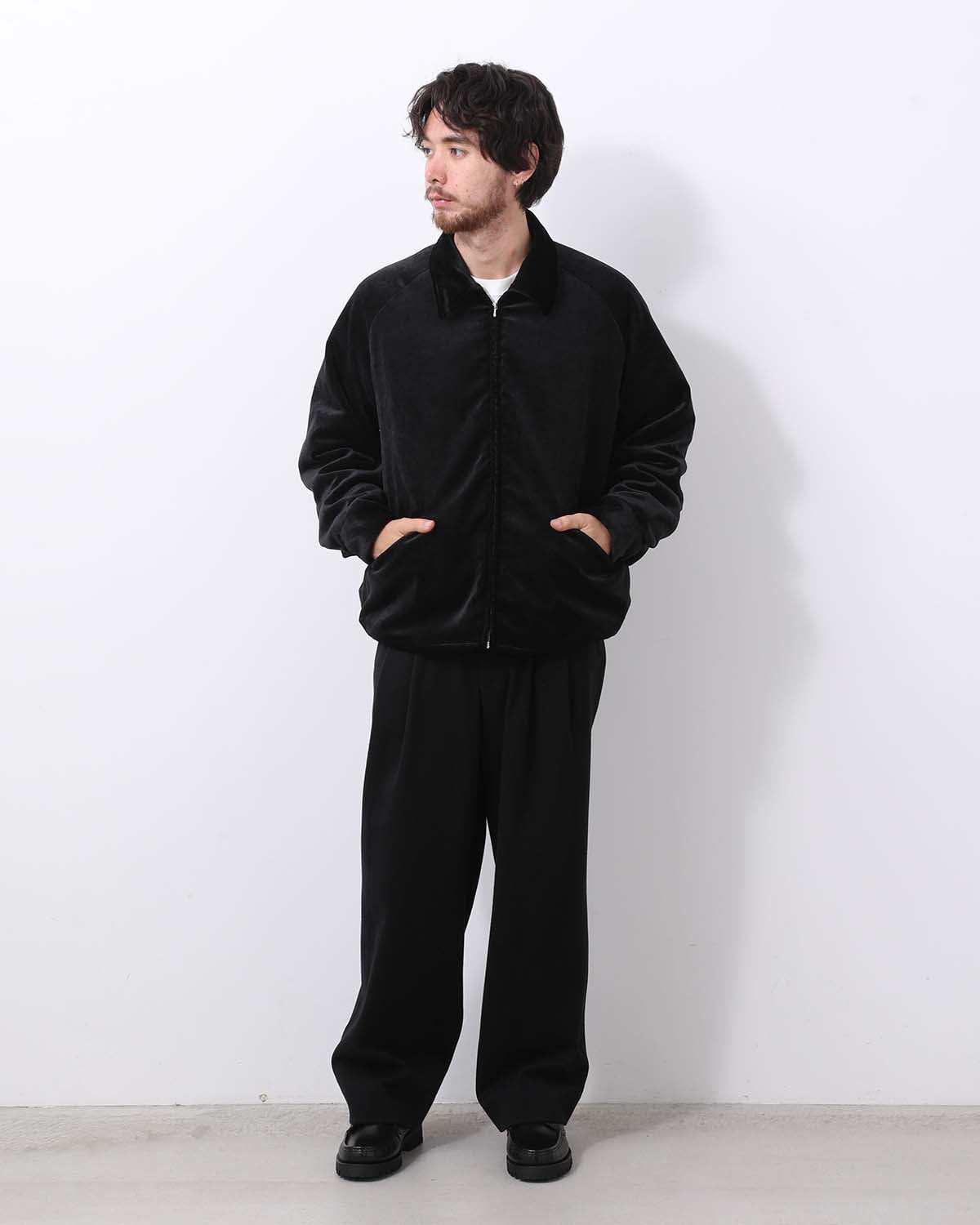 COTTON SILK TWILL WIDE TROUSERS