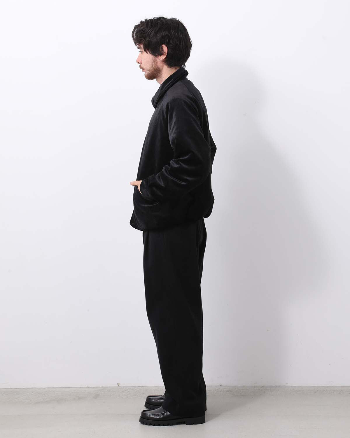 COTTON SILK TWILL WIDE TROUSERS