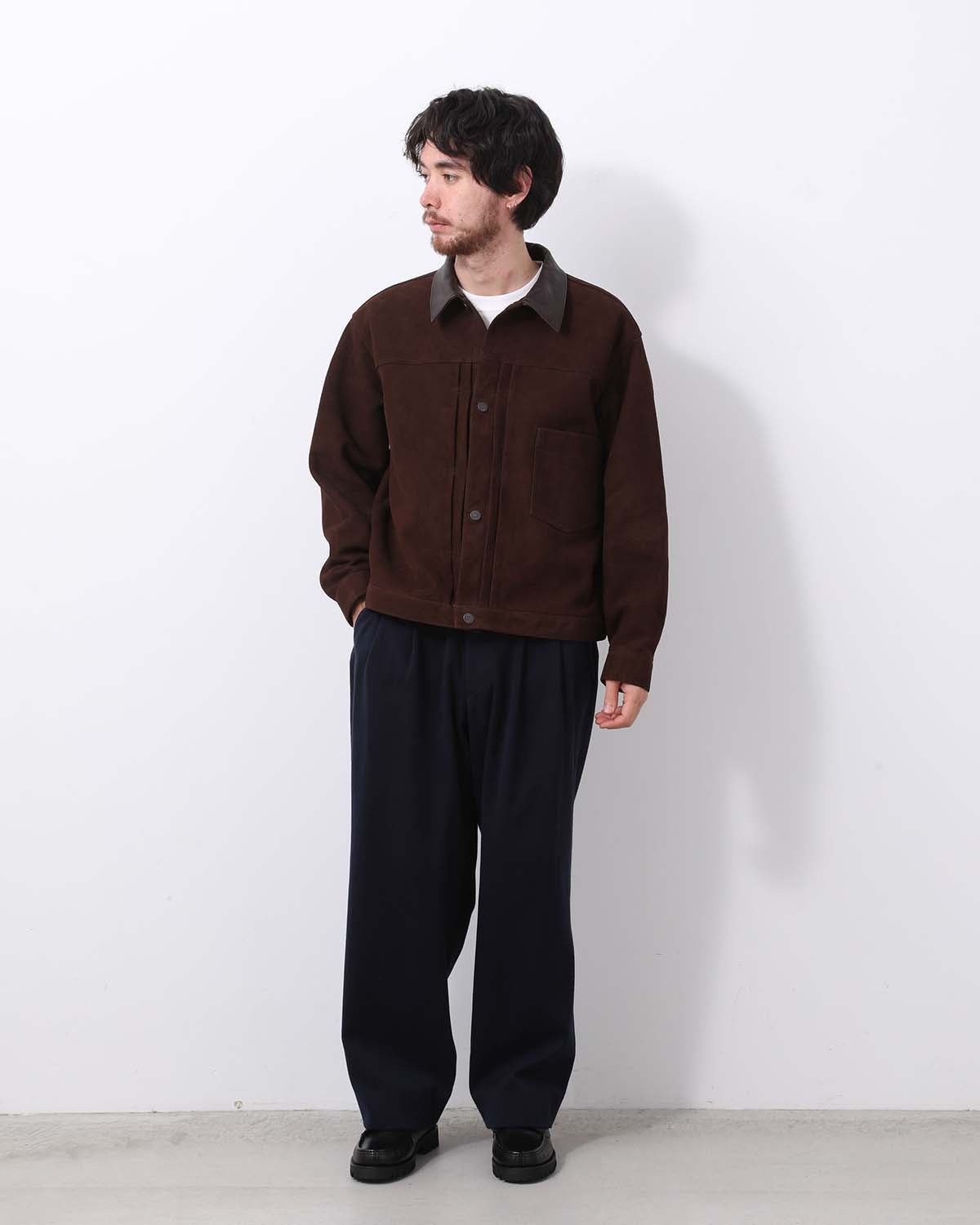 COTTON SILK TWILL WIDE TROUSERS