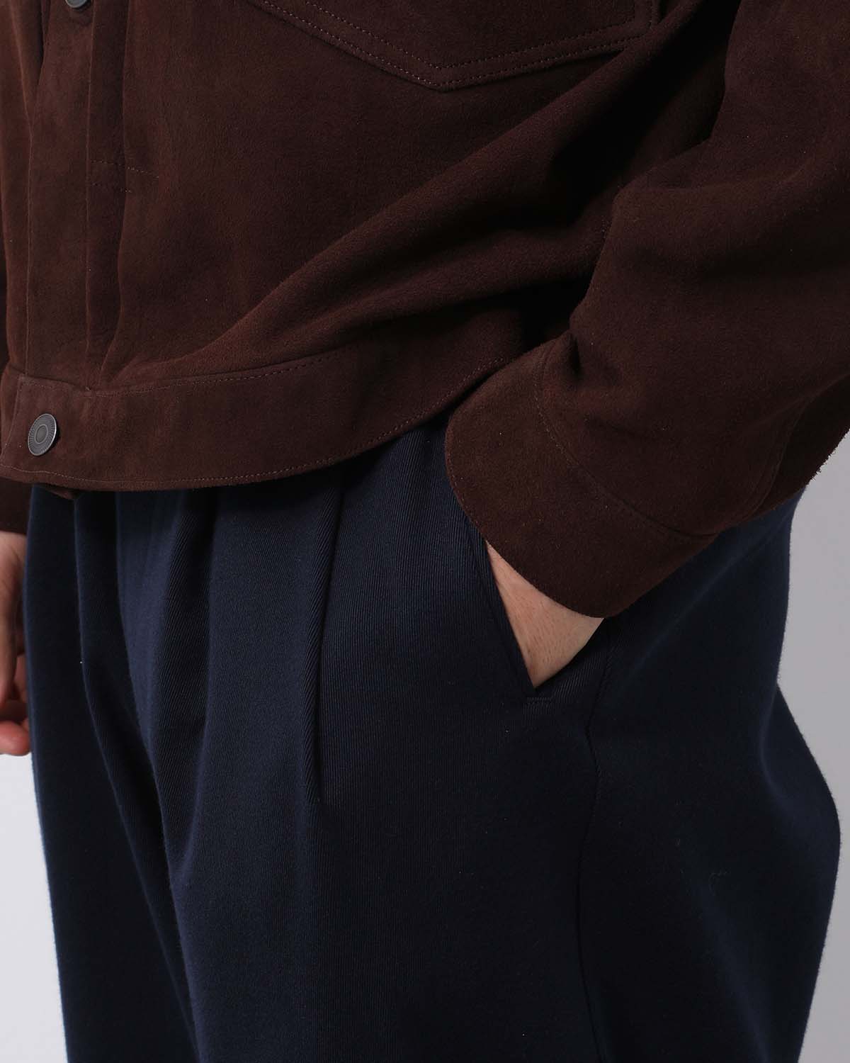 COTTON SILK TWILL WIDE TROUSERS