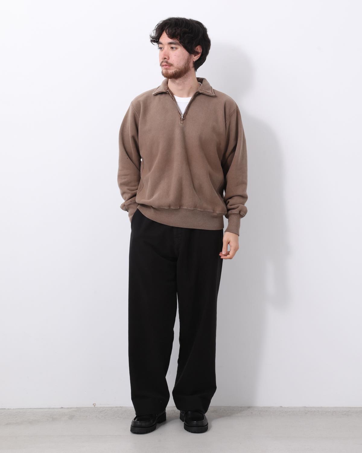 VINTAGE COTTON SILK MOLESKIN WIDE TAPERED TROUSERS