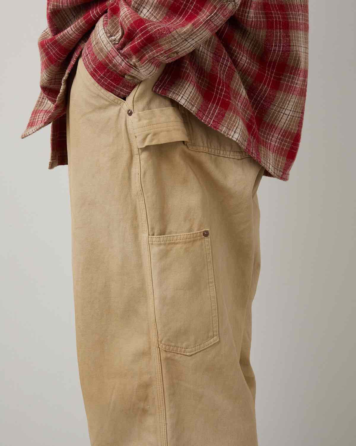 VINTAGE SILK HEMP PAINTER PANTS