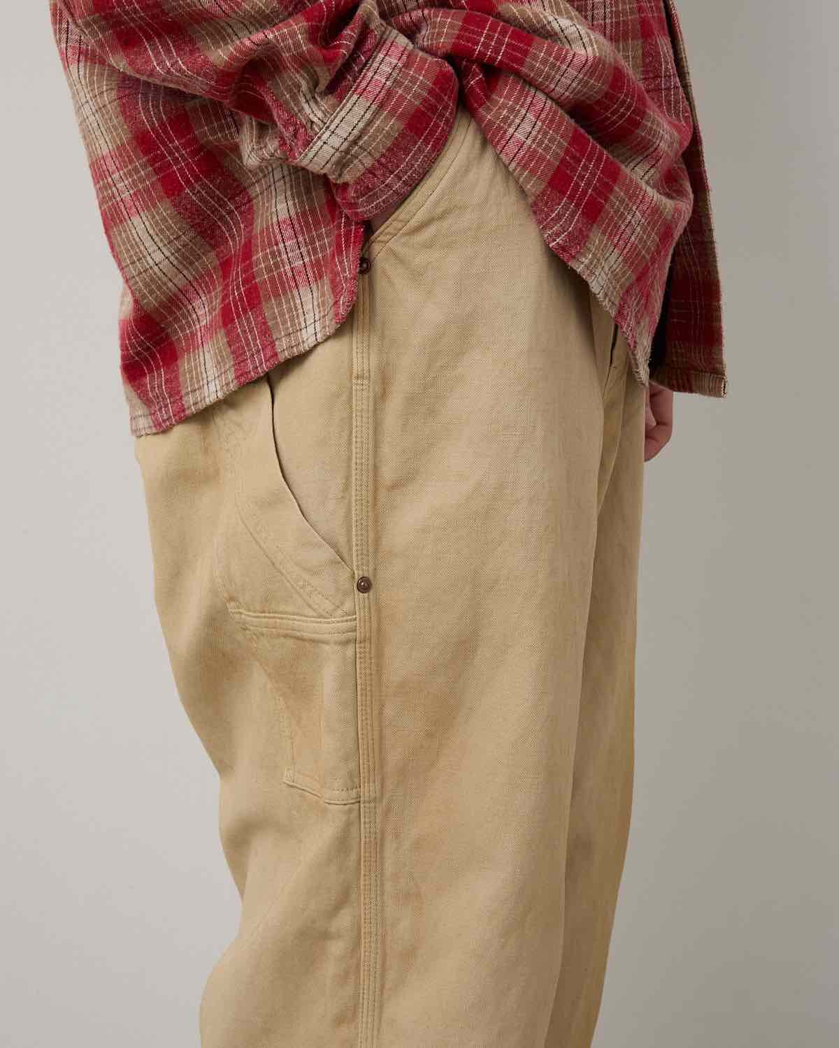 VINTAGE SILK HEMP PAINTER PANTS