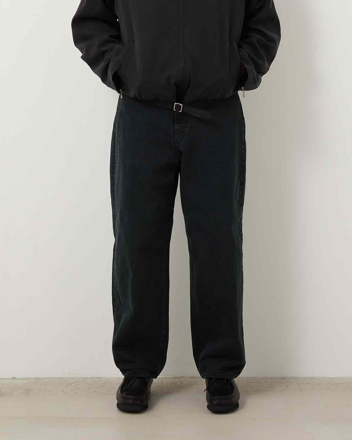 BLACK WASHED WIDE DENIM PANTS