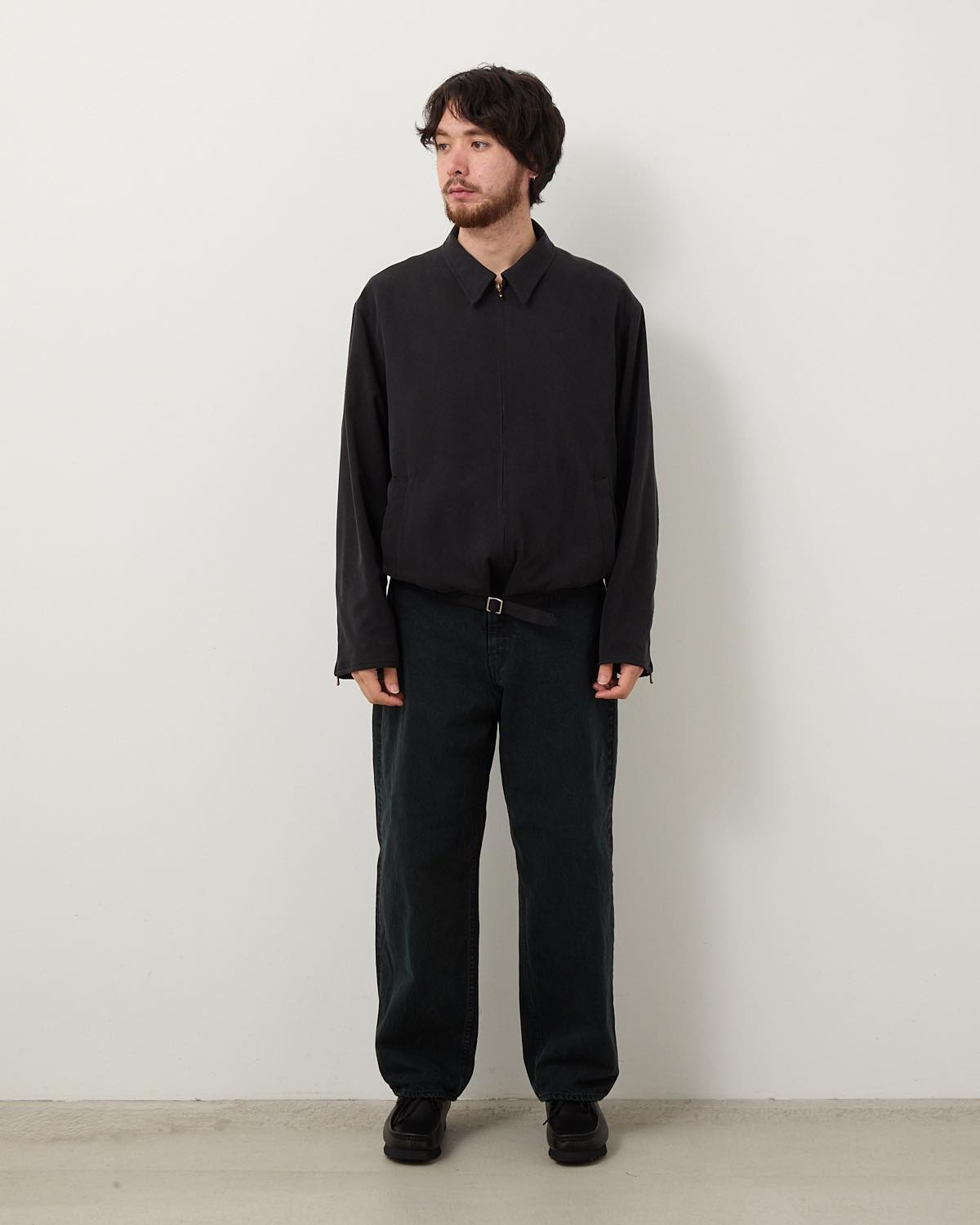 BLACK WASHED WIDE DENIM PANTS