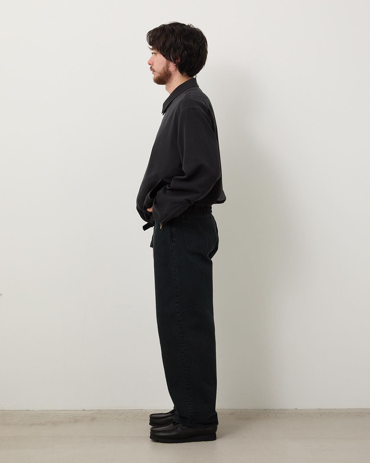 BLACK WASHED WIDE DENIM PANTS