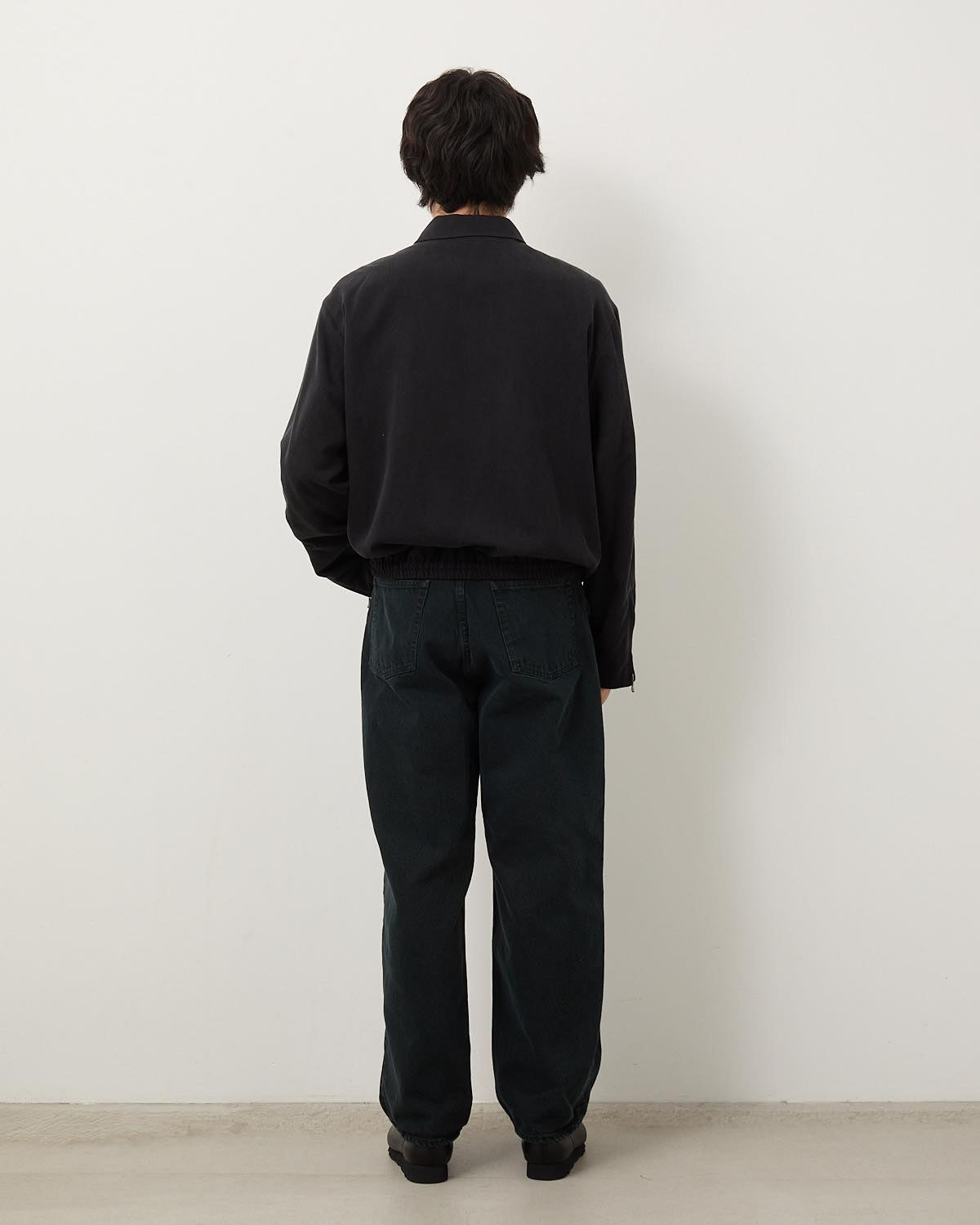 BLACK WASHED WIDE DENIM PANTS