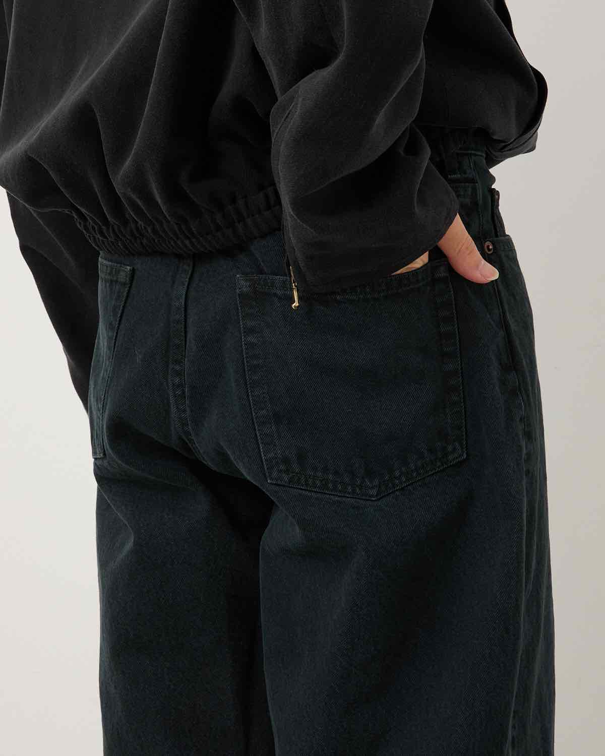 BLACK WASHED WIDE DENIM PANTS