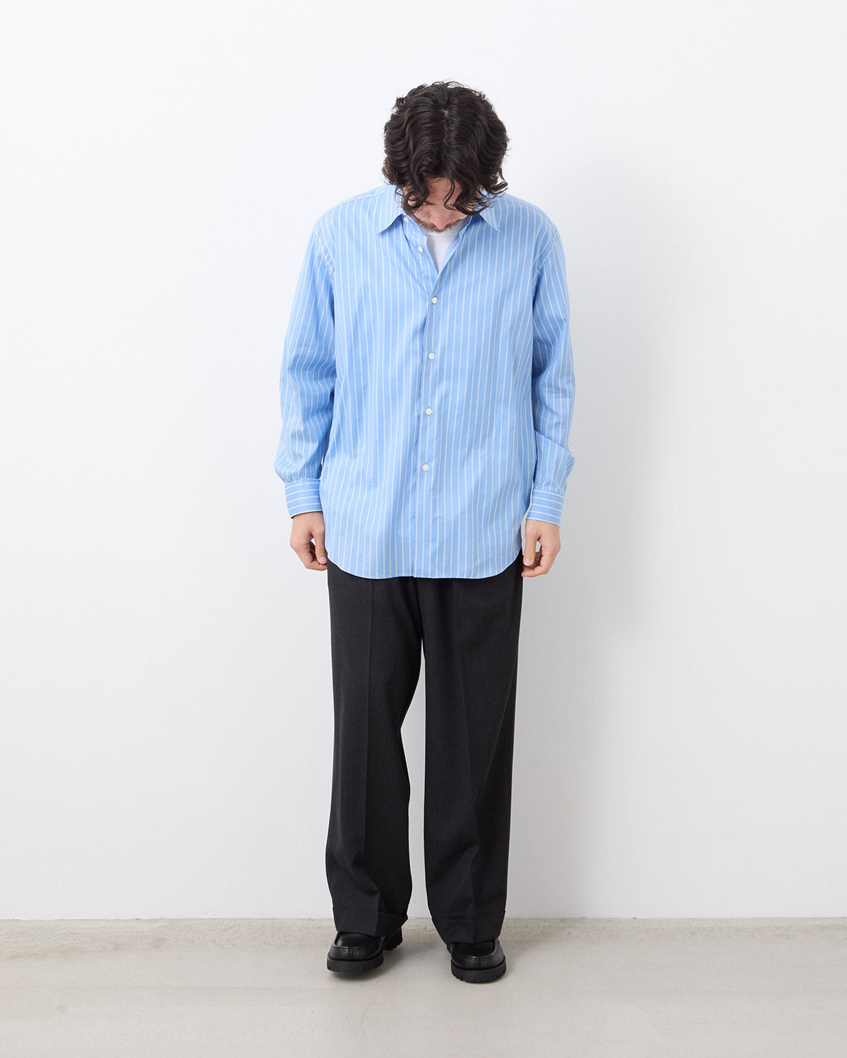 WOOL WIDE TAPERED TROUSERS