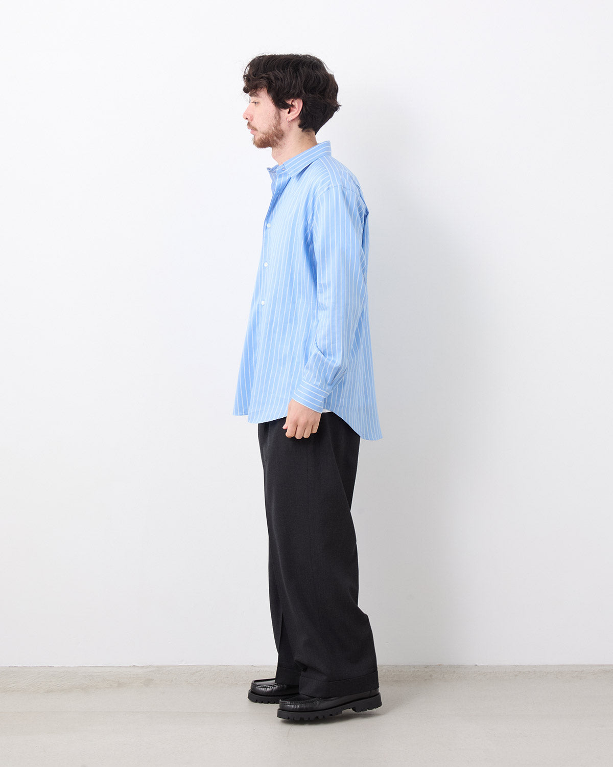 WOOL WIDE TAPERED TROUSERS