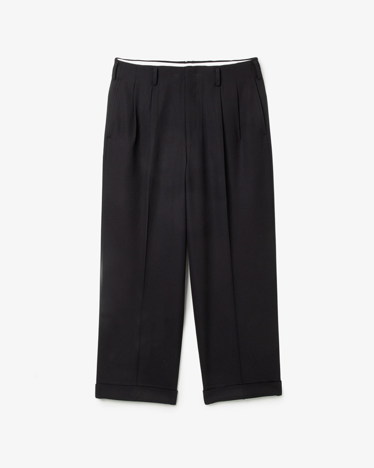 WOOL WIDE TAPERED TROUSERS