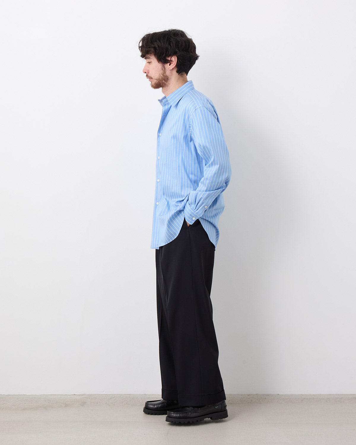 WOOL WIDE TAPERED TROUSERS