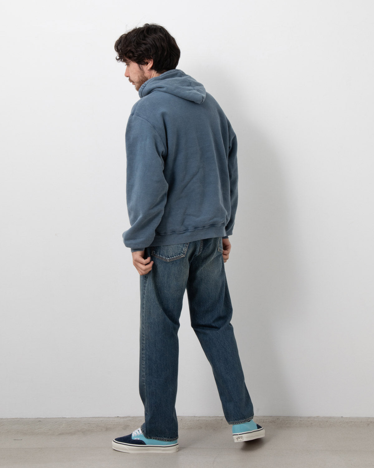 WASHED DENIM WIDE PANTS