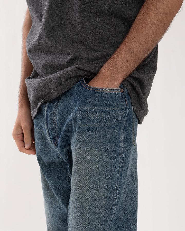WASHED DENIM WIDE PANTS