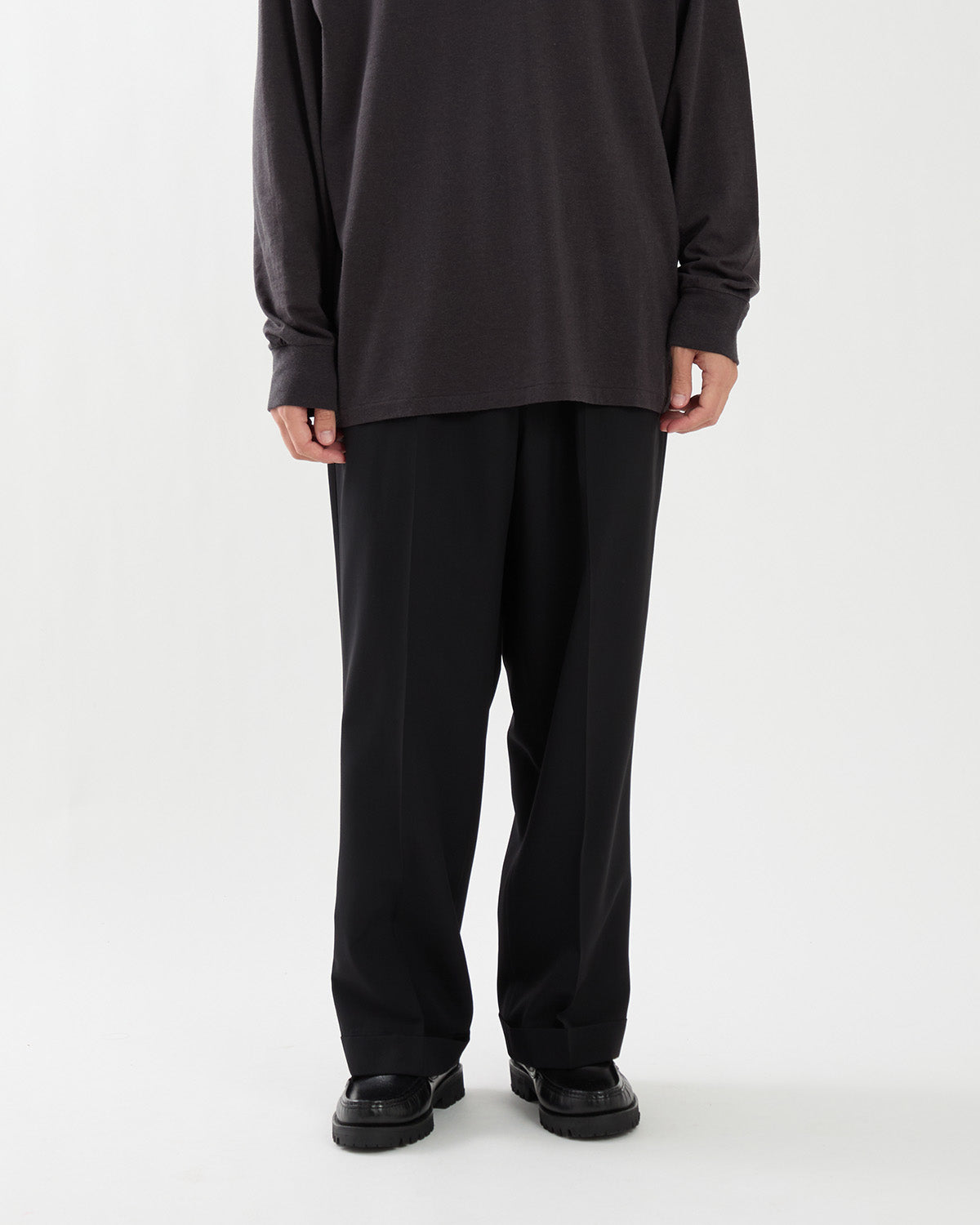 WOOL RAYON WIDE TROUSERS