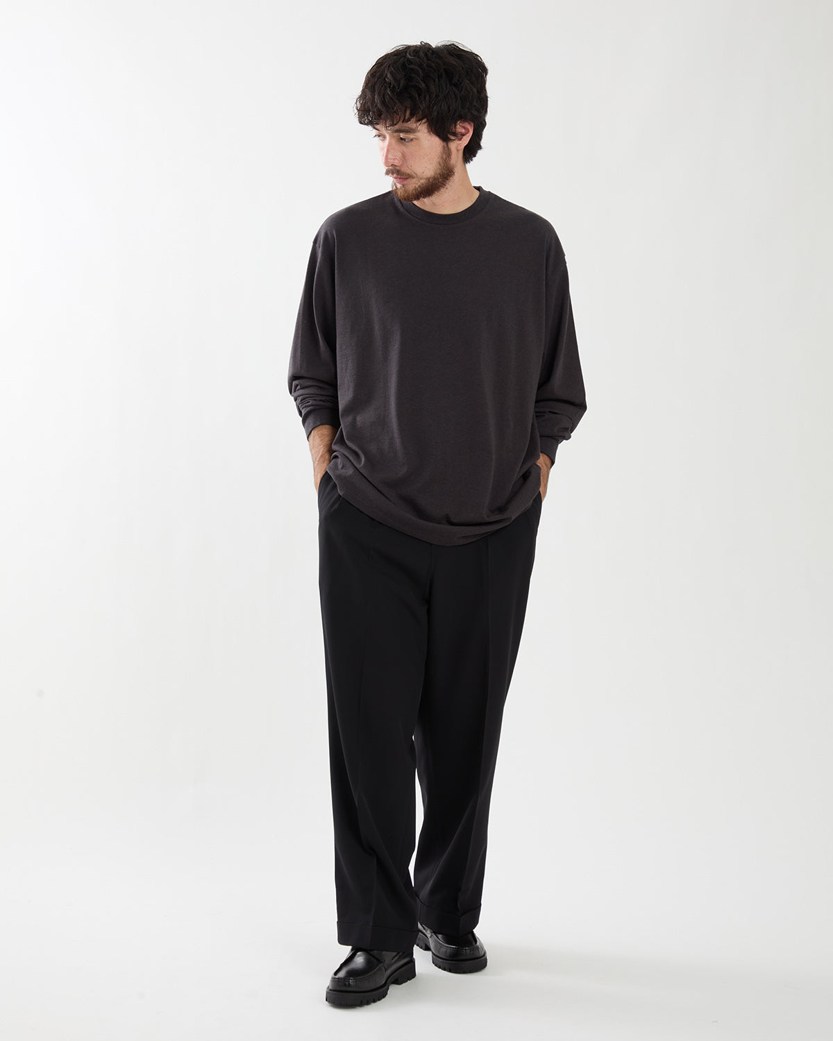 WOOL RAYON WIDE TROUSERS