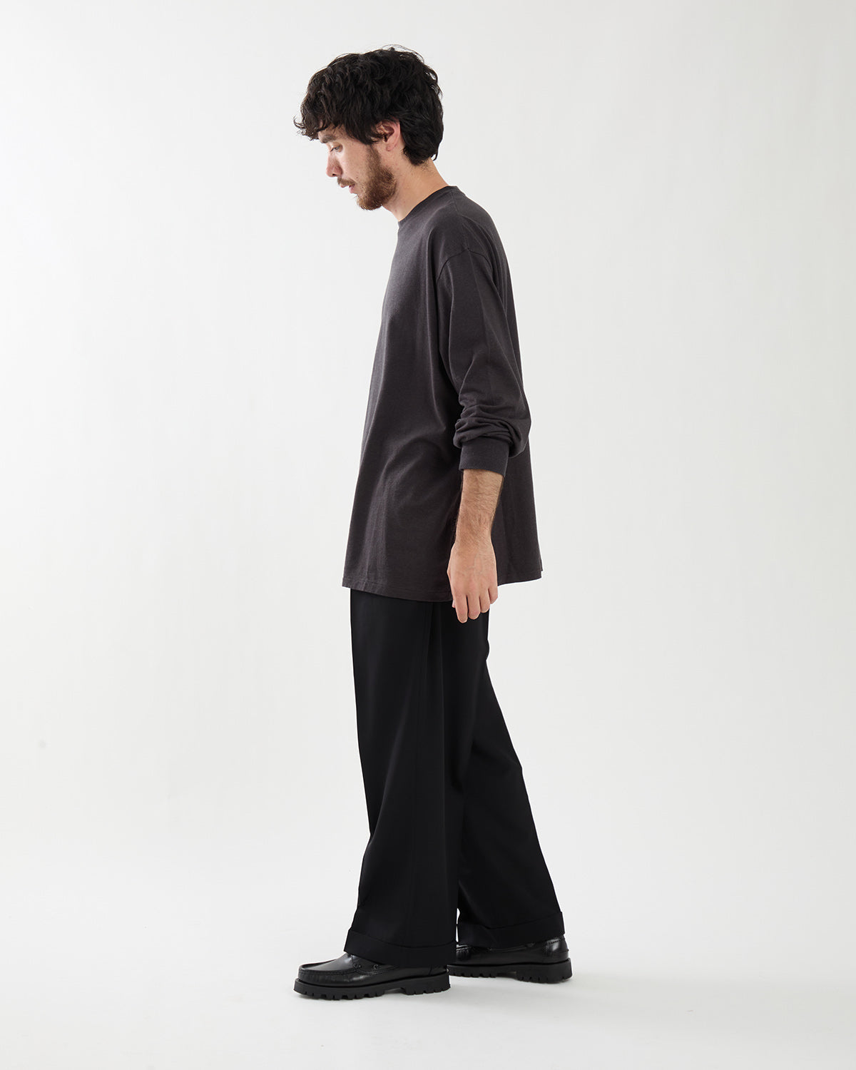 WOOL RAYON WIDE TROUSERS