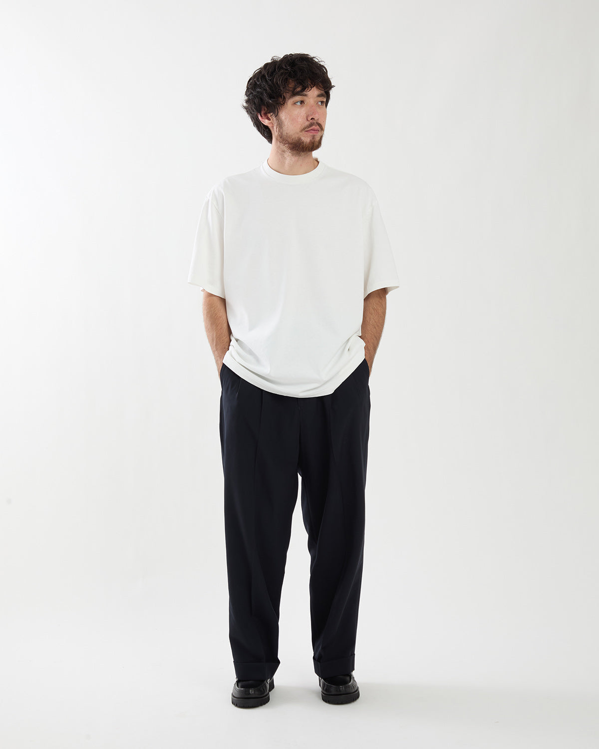 WOOL RAYON WIDE TROUSERS