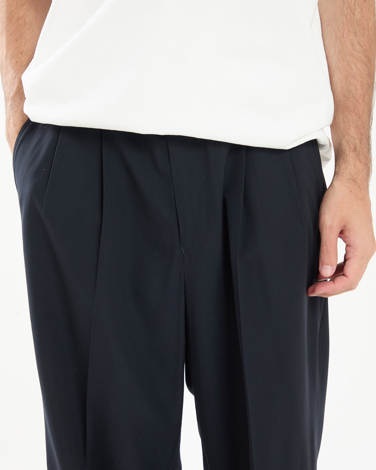 WOOL RAYON WIDE TROUSERS