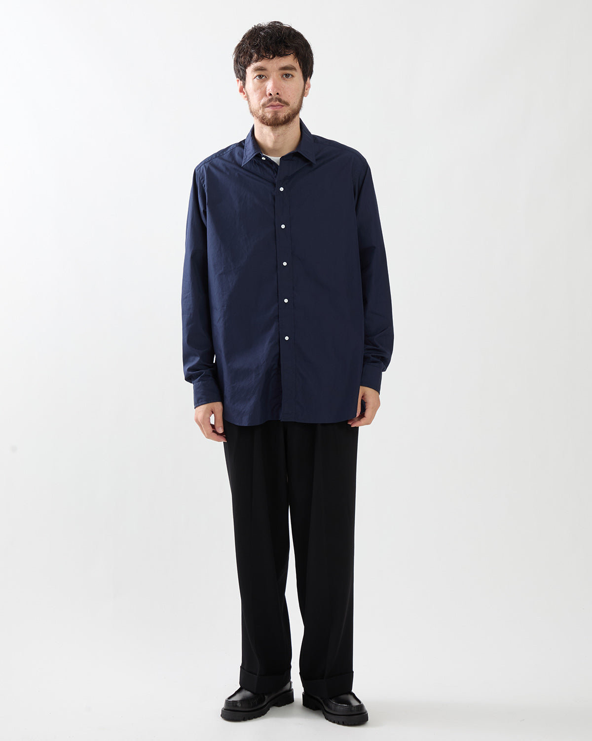 WOOL WIDE TAPERED TROUSERS