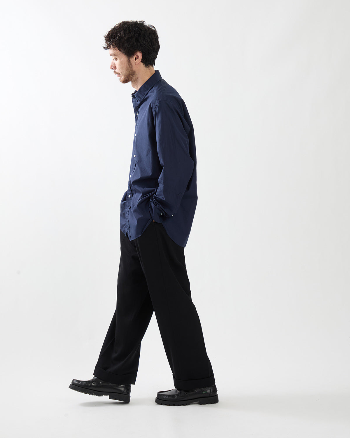 WOOL WIDE TAPERED TROUSERS