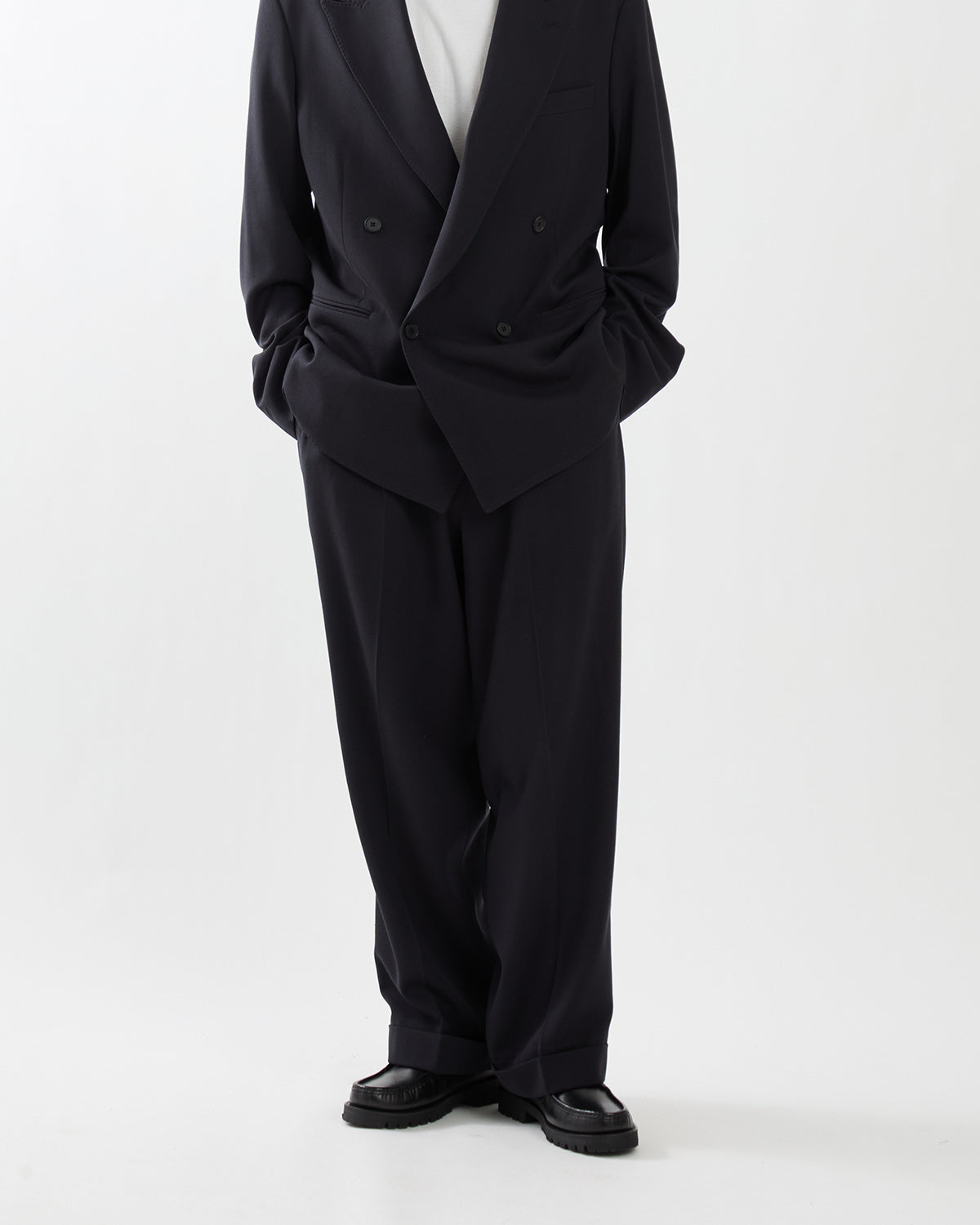 WOOL WIDE TAPERED TROUSERS