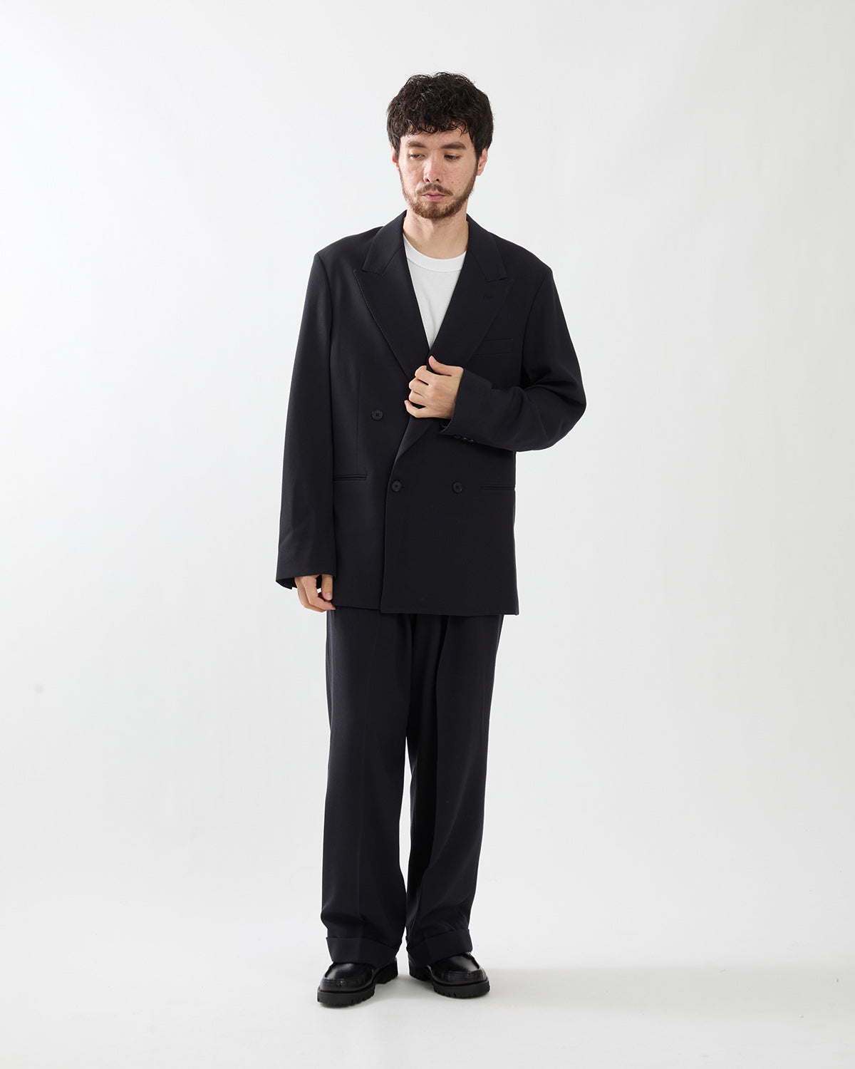 WOOL WIDE TAPERED TROUSERS