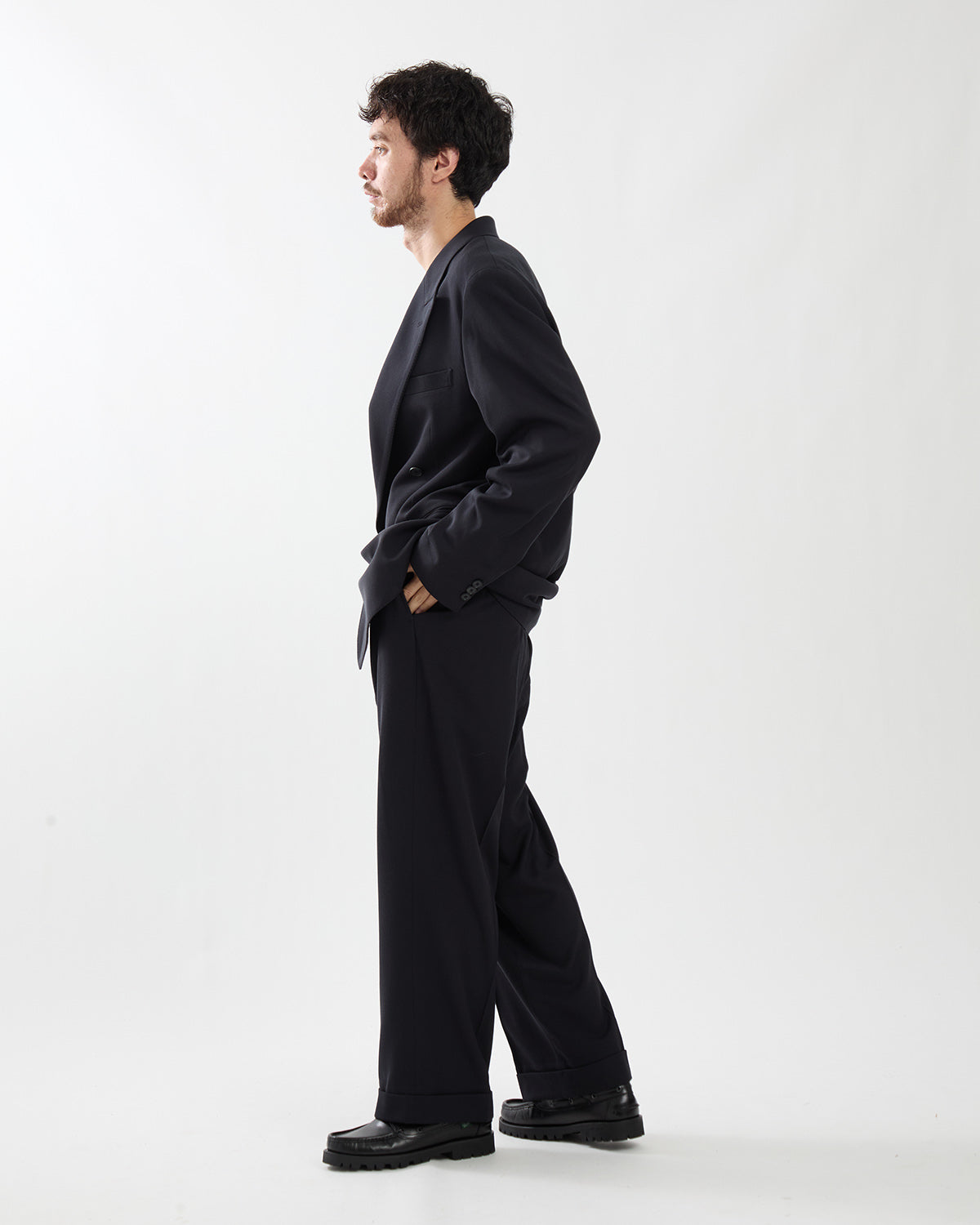 WOOL WIDE TAPERED TROUSERS