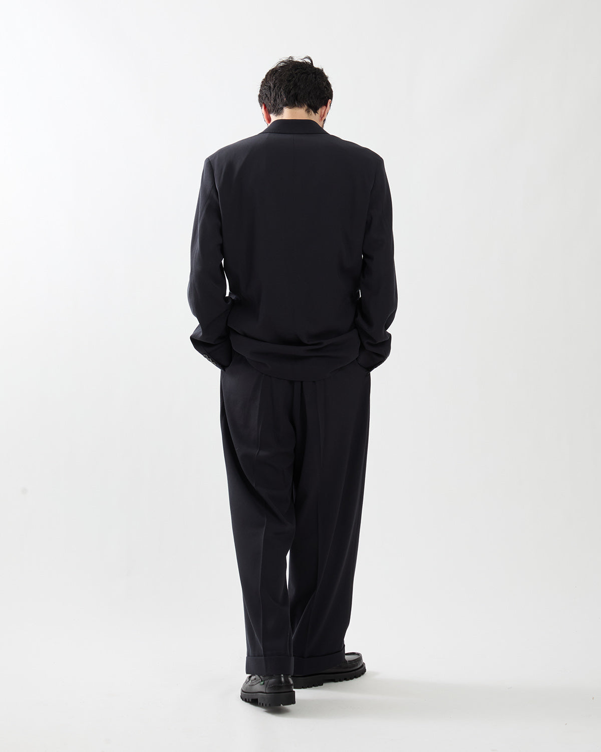 WOOL WIDE TAPERED TROUSERS